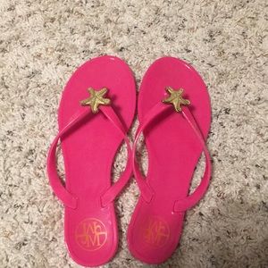 Hot Pink Sea Shell Flip Flops